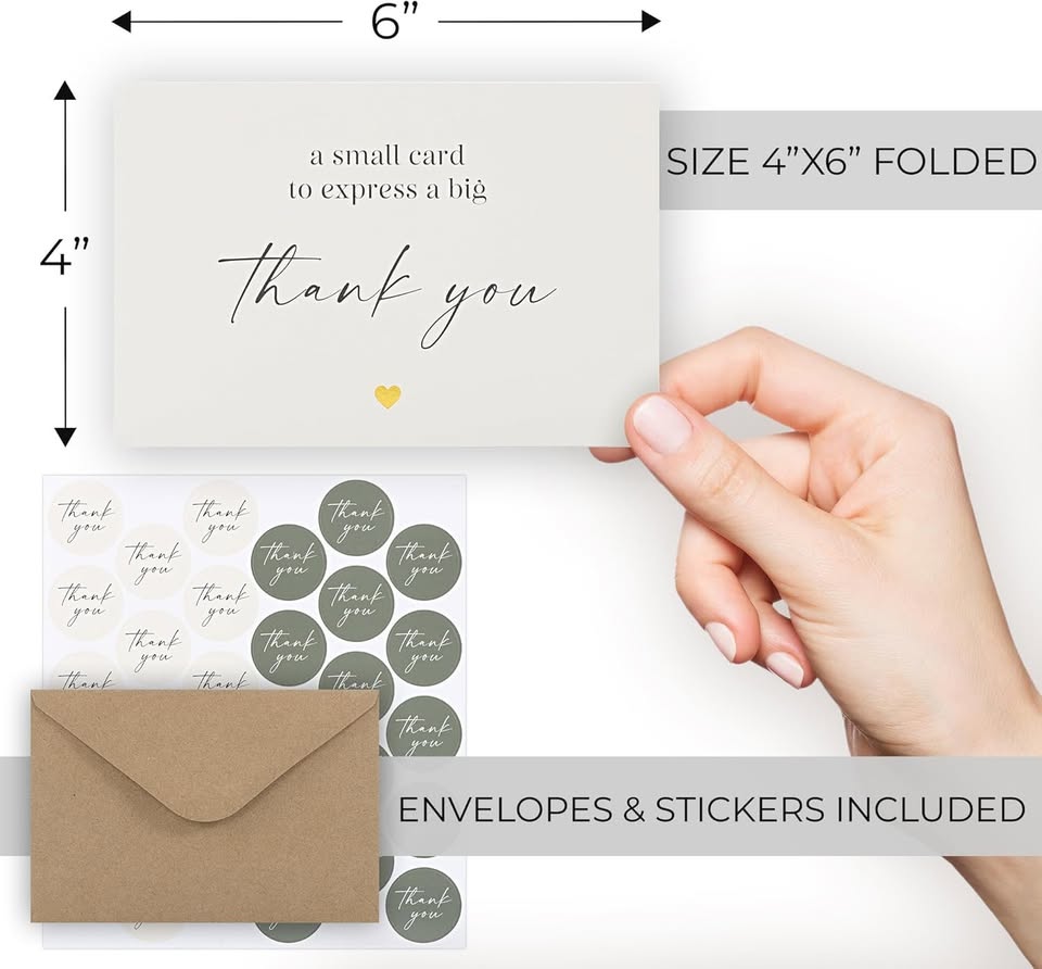 New~Beautiful Thank You Cards W Envelopes & Stickers(30 PK) - photo 2