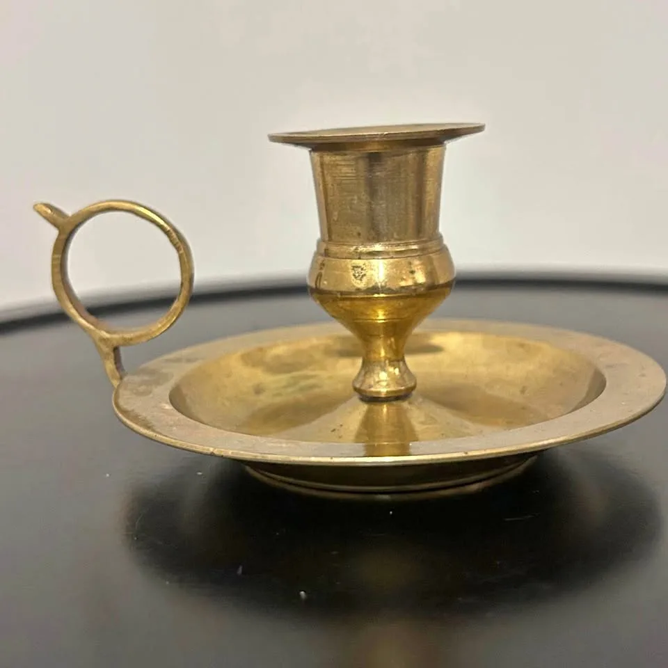 Vintage Brass Chamberstick Candle Holder thumbnail