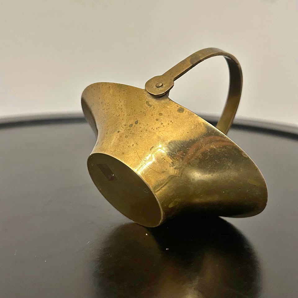 Vintage Mini Brass Basket with Handle