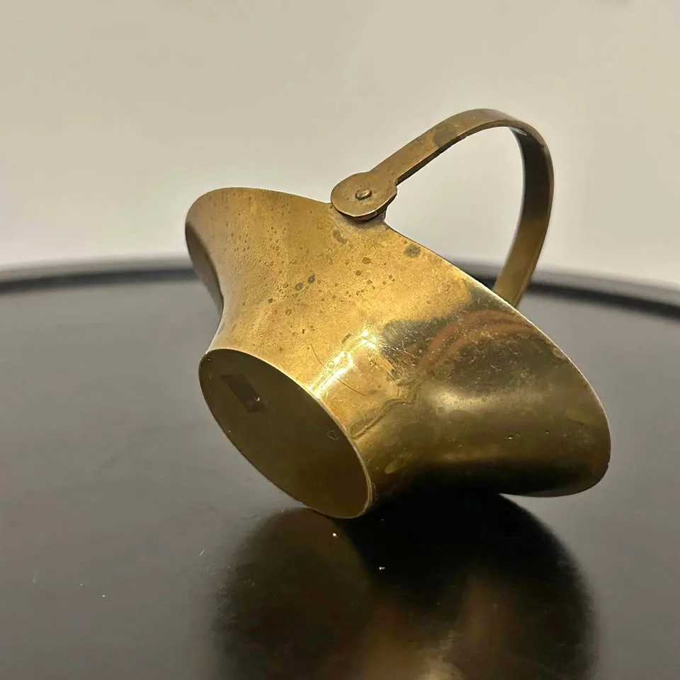 Vintage Mini Brass Basket with Handle thumbnail