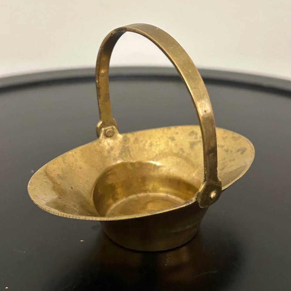 Vintage Mini Brass Basket with Handle - photo 2