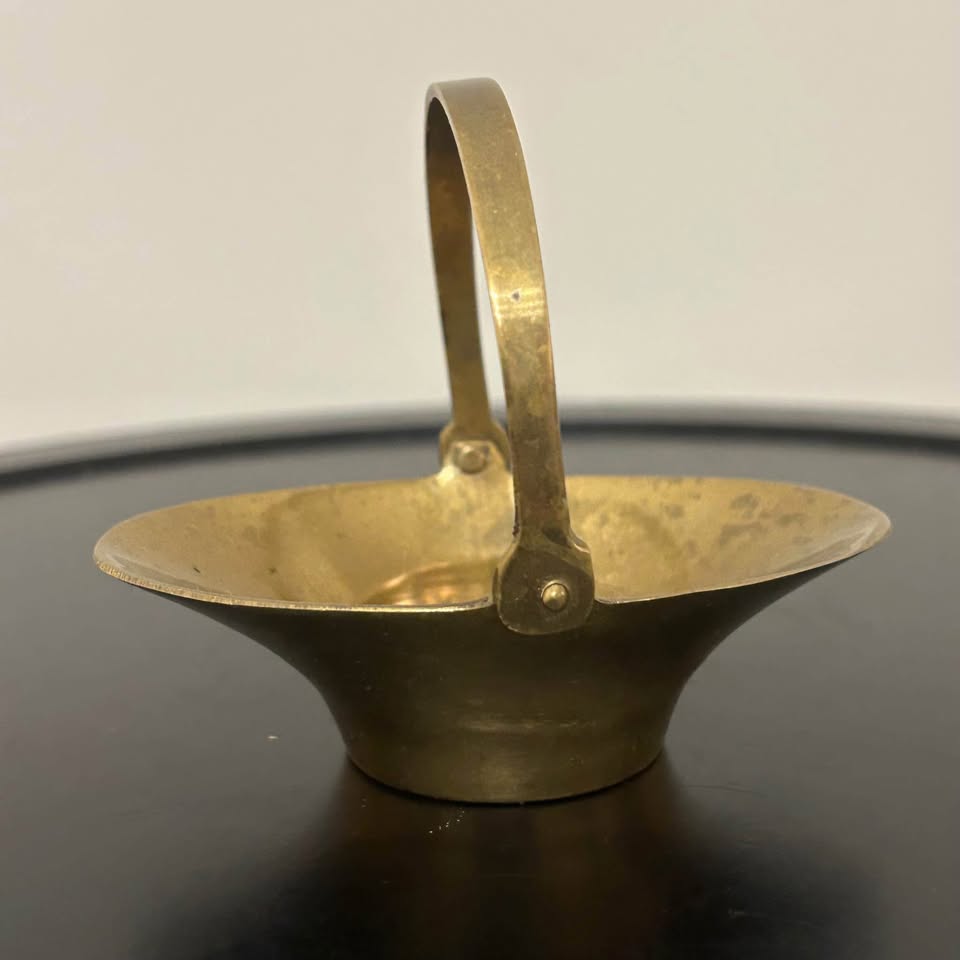 Vintage Mini Brass Basket with Handle - photo 3
