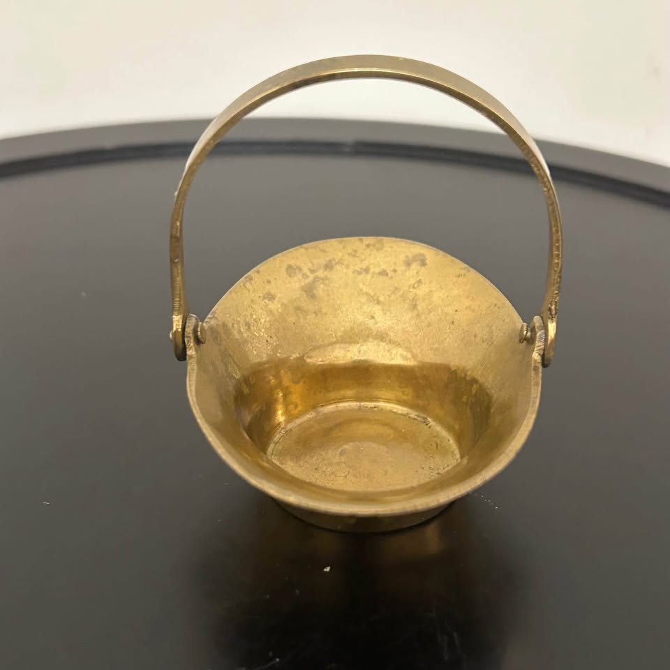 Vintage Mini Brass Basket with Handle - photo 4