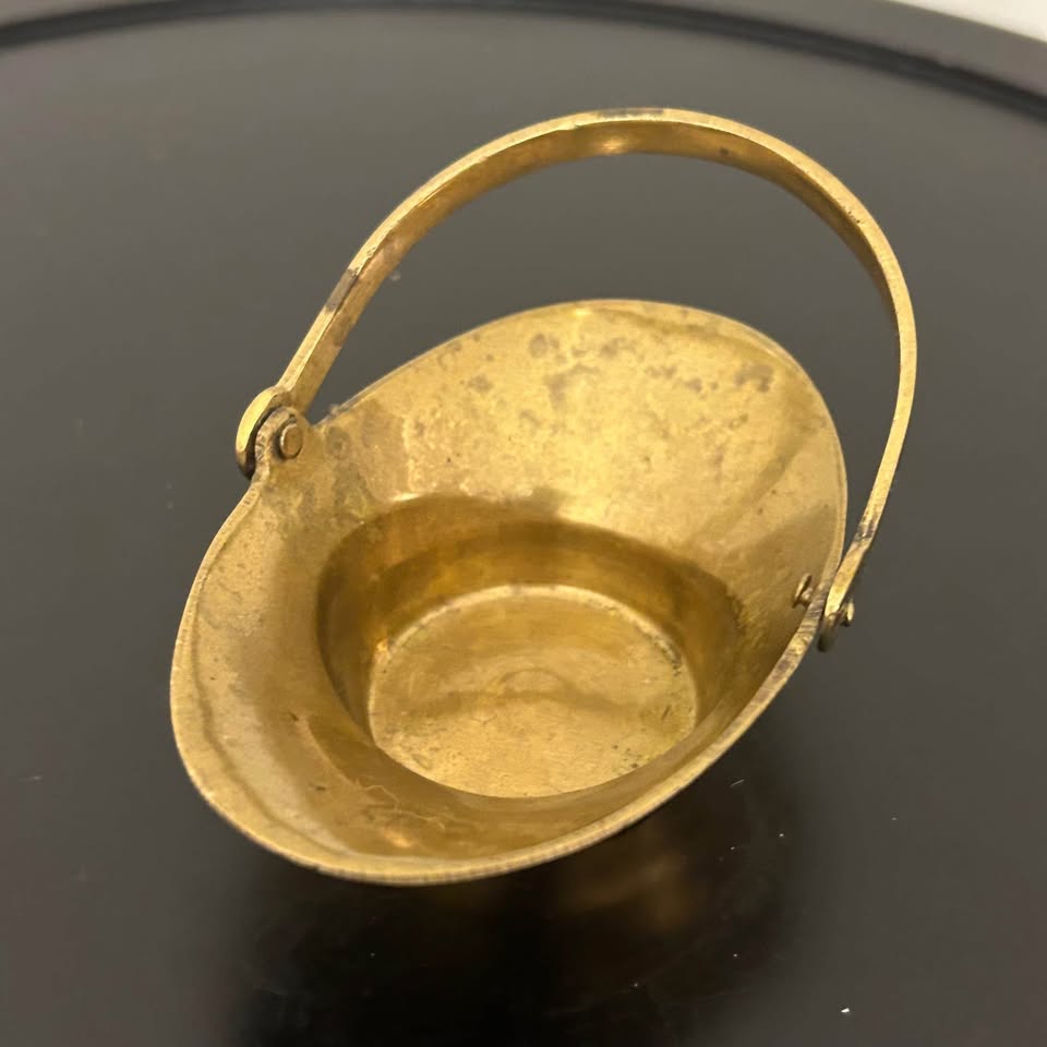 Vintage Mini Brass Basket with Handle - photo 5