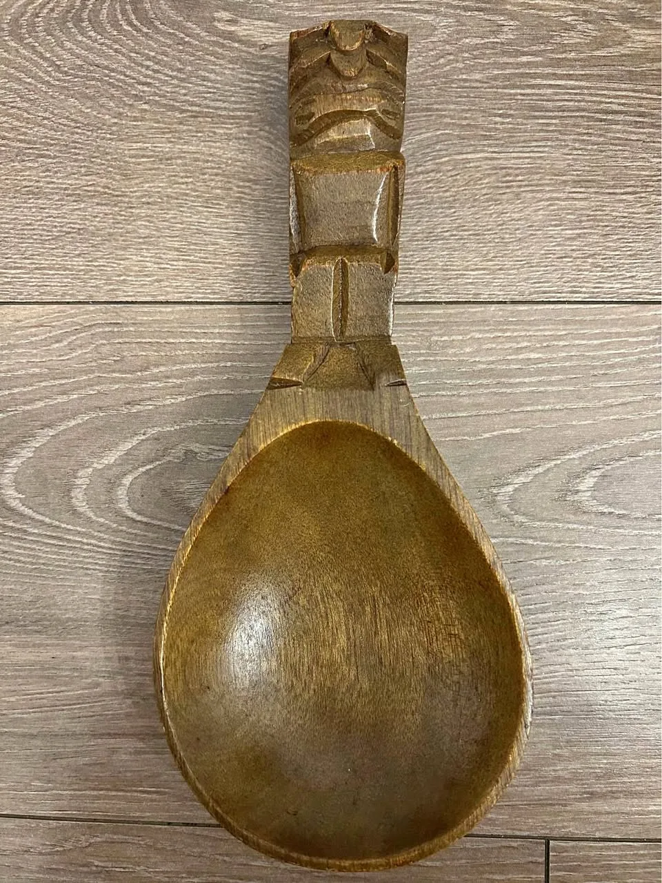 Vintage Hawaiian Hand-Carved Tiki Spoon – Monkeypod Wood thumbnail