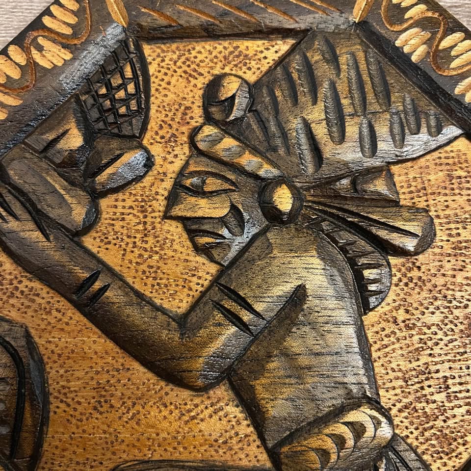Vintage Hand-Carved Wooden Wall Plaque – Mayan Figure - photo 2