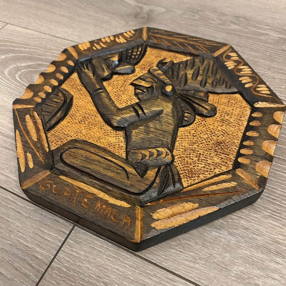 Vintage Hand-Carved Wooden Wall Plaque – Mayan Figure - photo 4