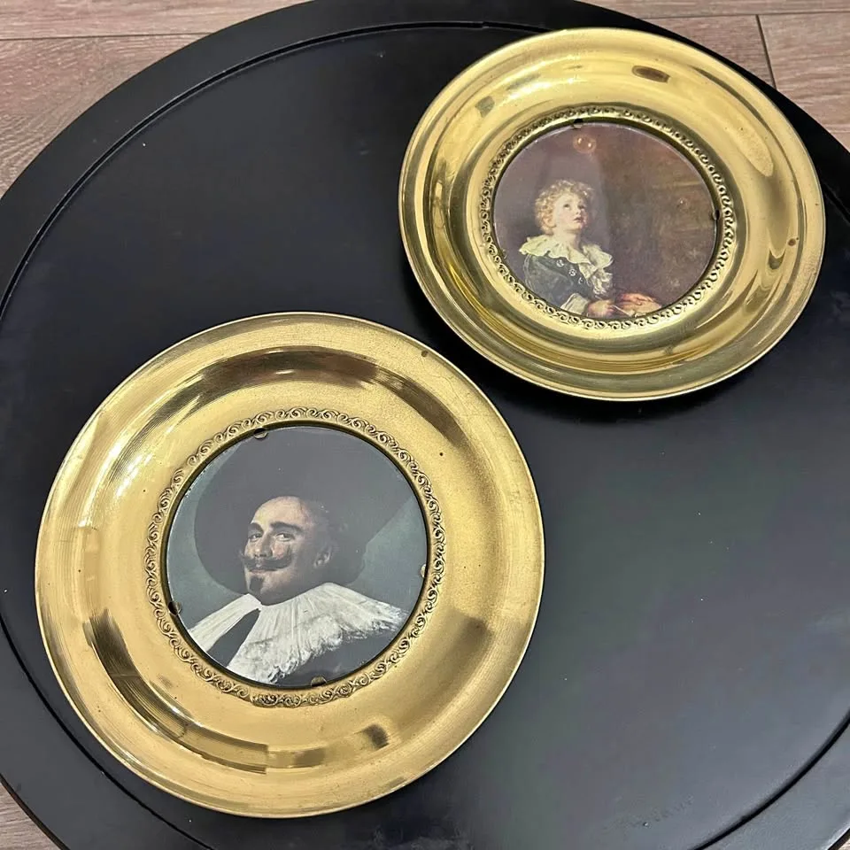 Vintage Brass Wall Plates Made in England – Set of 2 thumbnail
