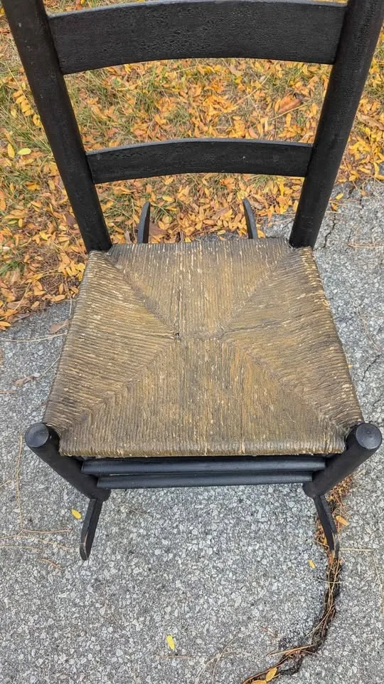 Beautiful Vintage Ladder Back Rocking Chair, woven seat image indicator(2)