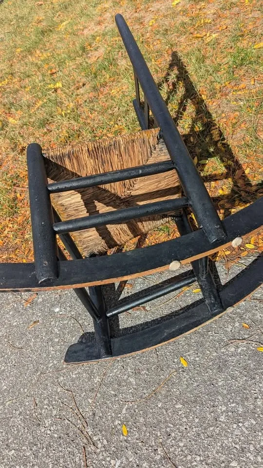 Beautiful Vintage Ladder Back Rocking Chair, woven seat image indicator(3)