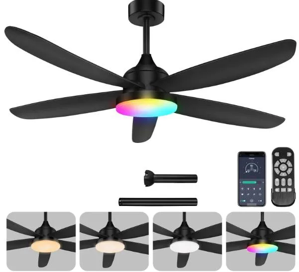 OUTON ceiling fan with light, remote, app control image indicator(8)