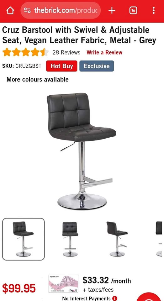 Bar stool (black)- brand new sealed box