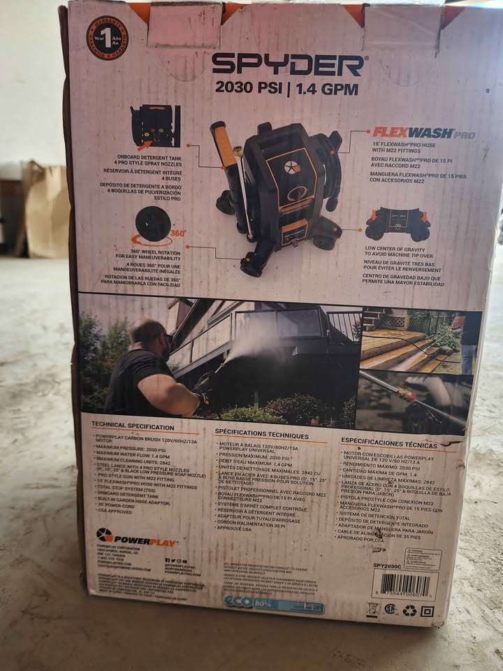 Electric Pressure Washer- Spyder 2030PSI, Black - photo 2