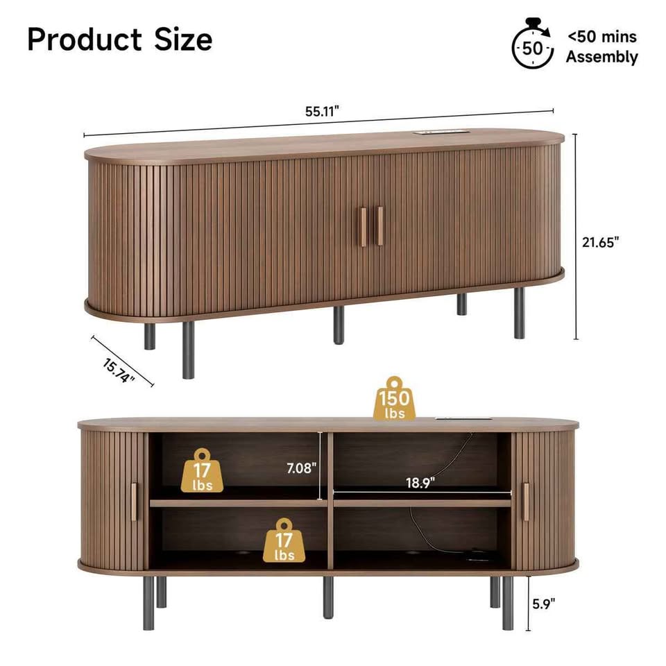 Jalonda Modern Wood TV Stand for 80" TVs - photo 4