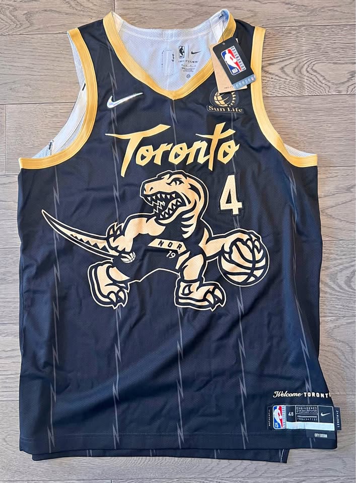 RARE Scottie Barnes Signed Raptors City Dino Jersey 48 Large