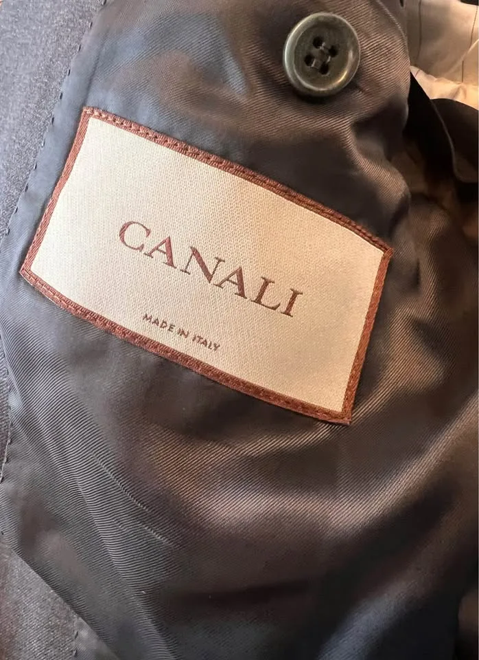 Canali Charcoal Grey 100% Wool Suit Size 48/32 - Made in Italy image indicator(7)