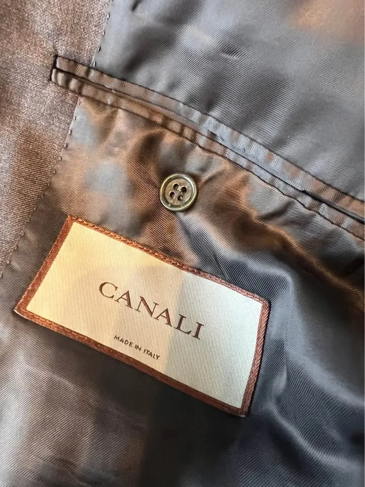 Canali Charcoal Grey 100% Wool Suit Size 46/31 - Made in Italy image indicator(9)