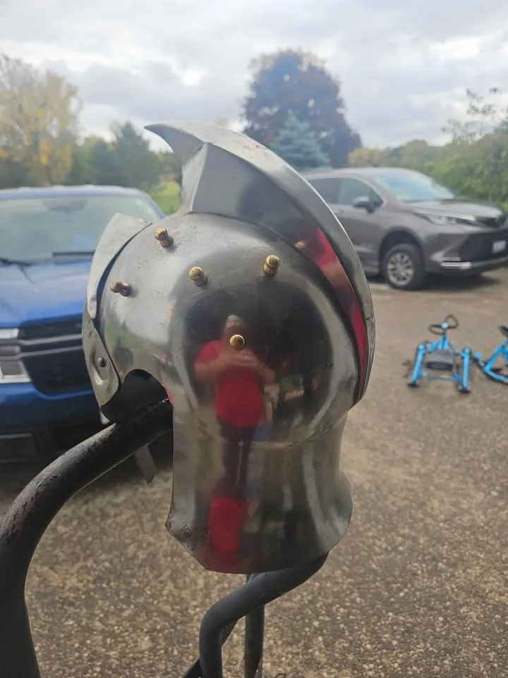 Stainless Steel and Brass Gladiator Style Helmet image indicator(2)