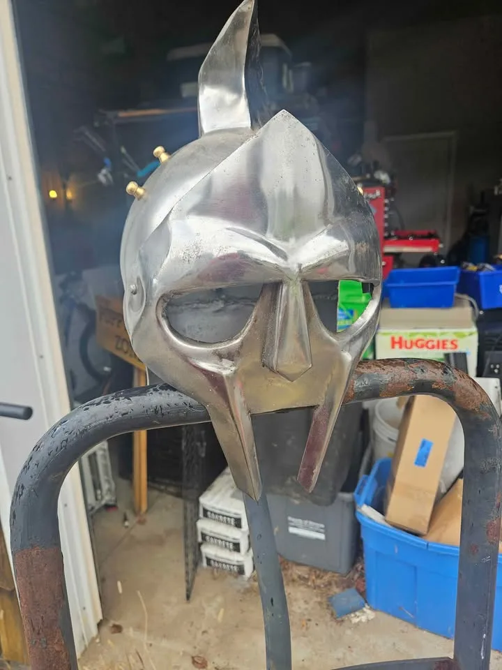 Stainless Steel and Brass Gladiator Style Helmet image indicator(5)