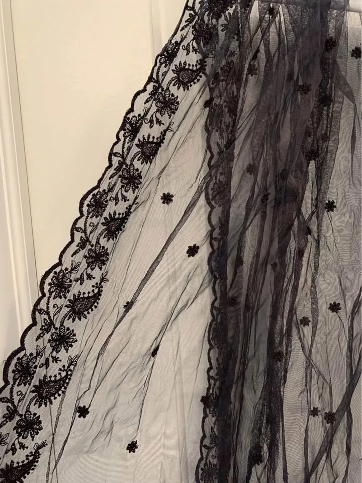 Black Mesh Lace Scarf Material Halloween Costume Accessory image indicator(3)