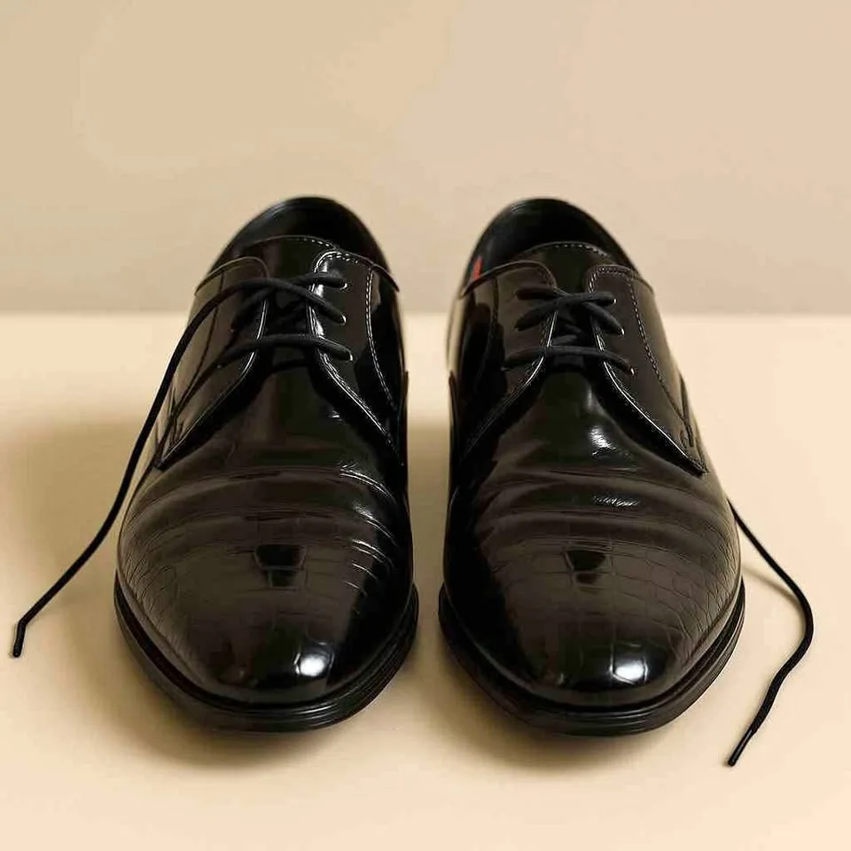 ✨ Elegant Black Glossy Formal Shoes – Premium Style size-9.5