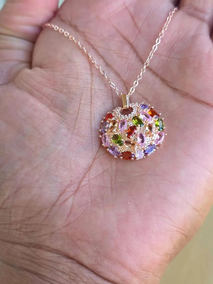 Rose Gold Multicolor Zircon Necklace ✨