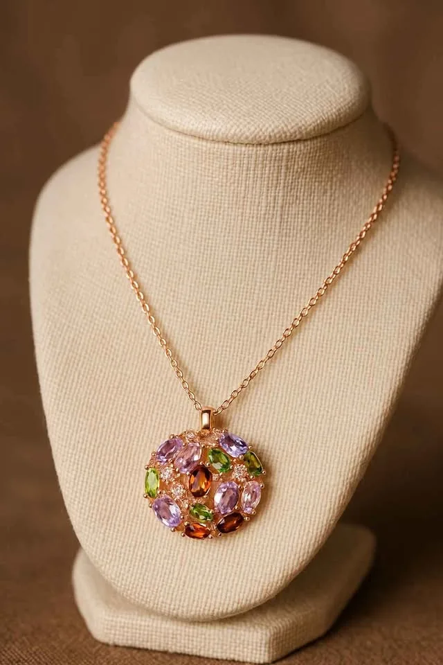 Rose Gold Multicolor Zircon Necklace ✨ image indicator(3)