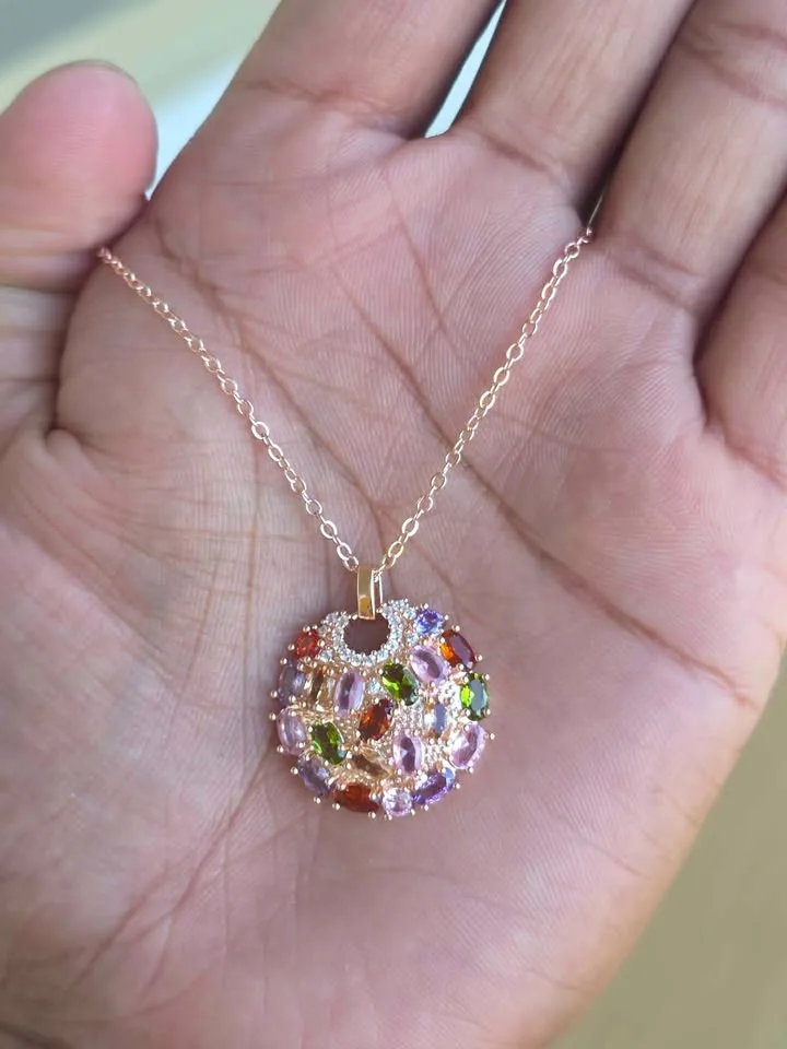 Rose Gold Multicolor Zircon Necklace ✨ image indicator(4)