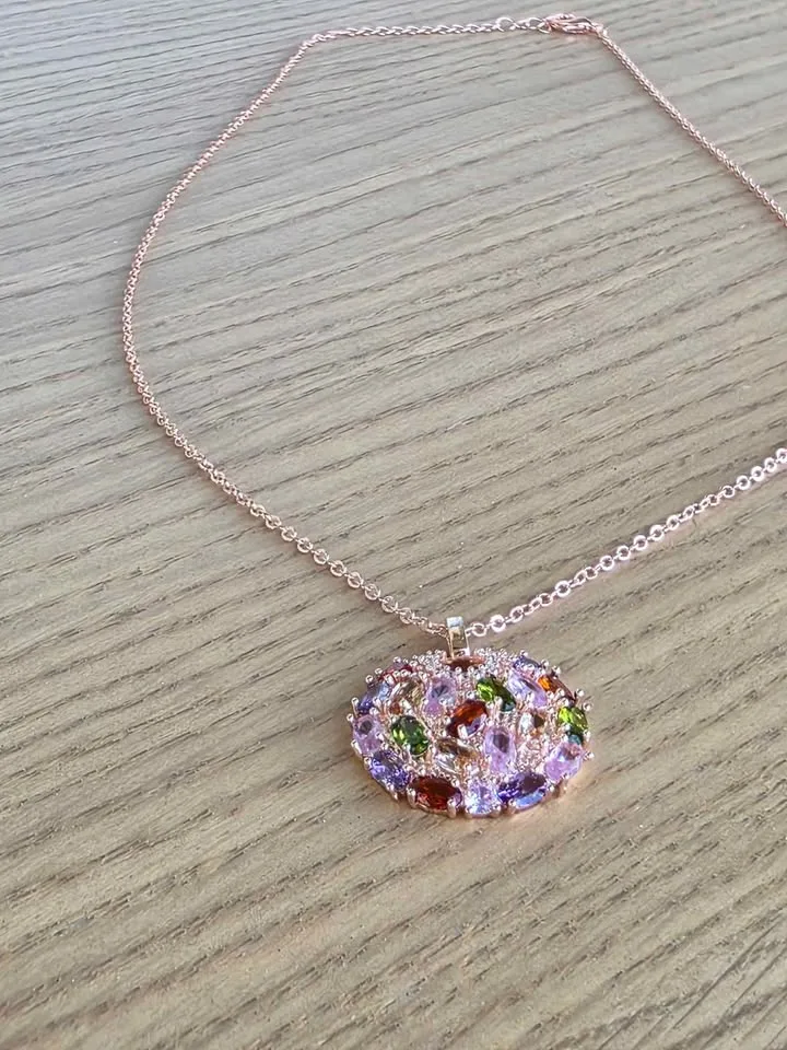 Rose Gold Multicolor Zircon Necklace ✨ image indicator(5)