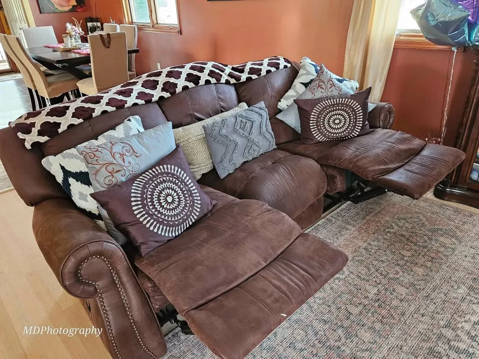 MOVING SALE 3 Cushion Sofa and Love Seat Reclining Chairs image indicator(3)