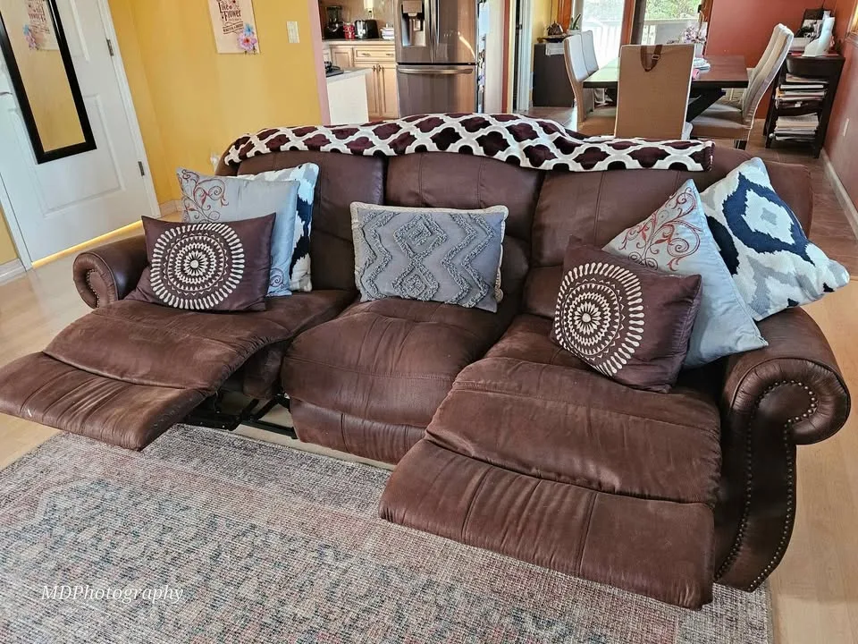 MOVING SALE 3 Cushion Sofa and Love Seat Reclining Chairs image indicator(5)