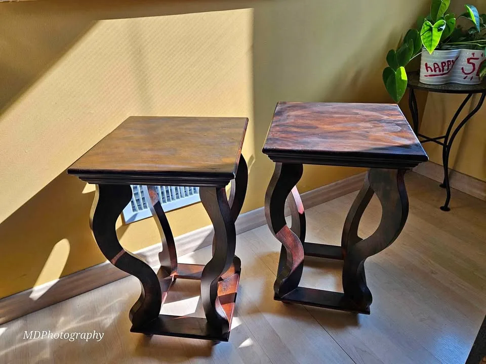 MOVING SALE Twin Wood End Tables thumbnail