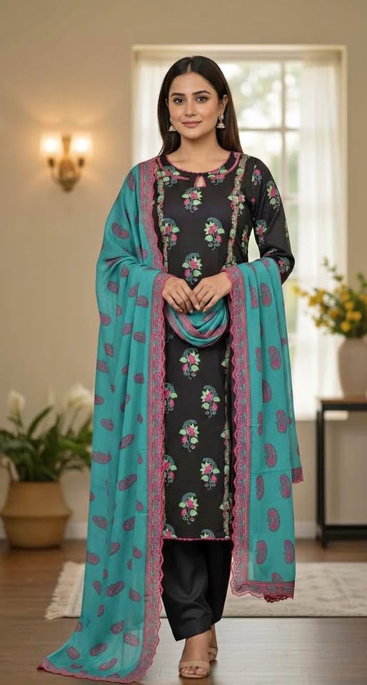 Beautiful Black Alkaram Suit with Lace Detailing