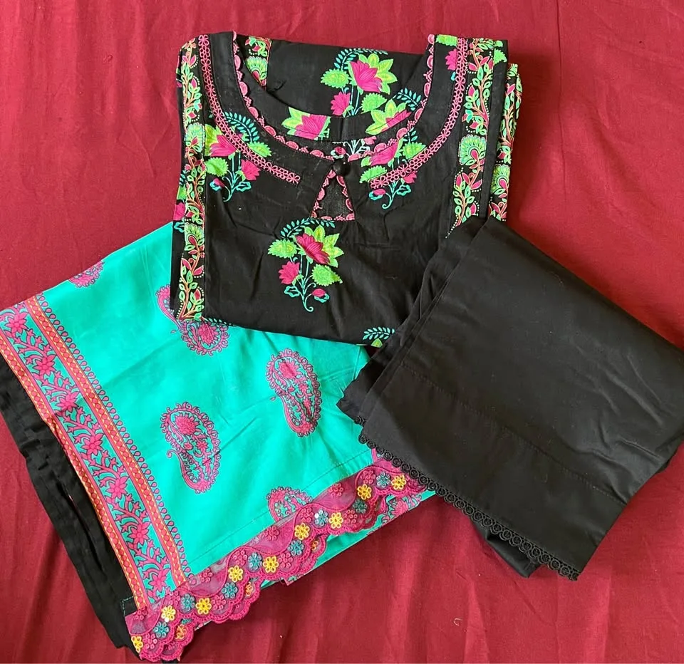 Beautiful Black Alkaram Suit with Lace Detailing image indicator(3)