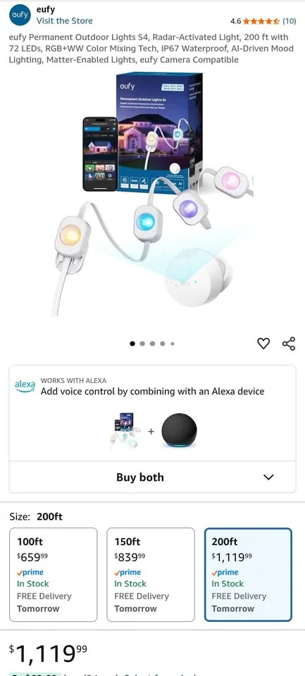 200ft Eufy S4 Permanent Outdoor Smart Lights - New image indicator(2)