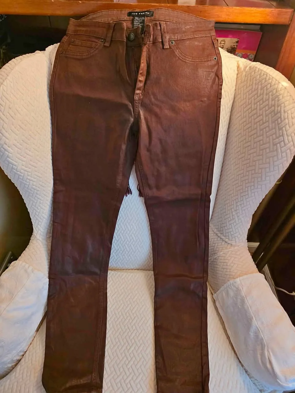 Shiny Brown Denim pants thumbnail