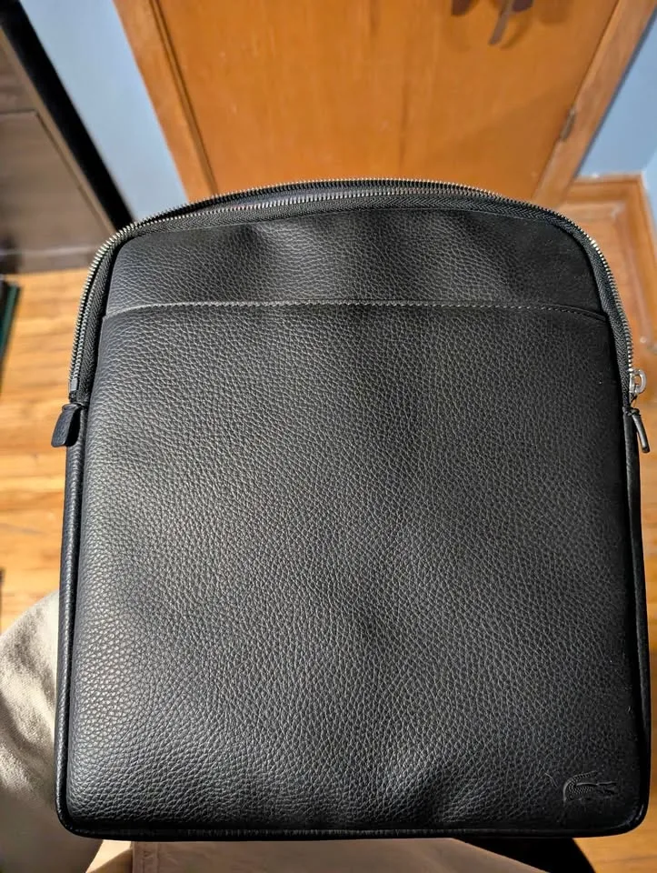 Lacoste black leather satchel bag