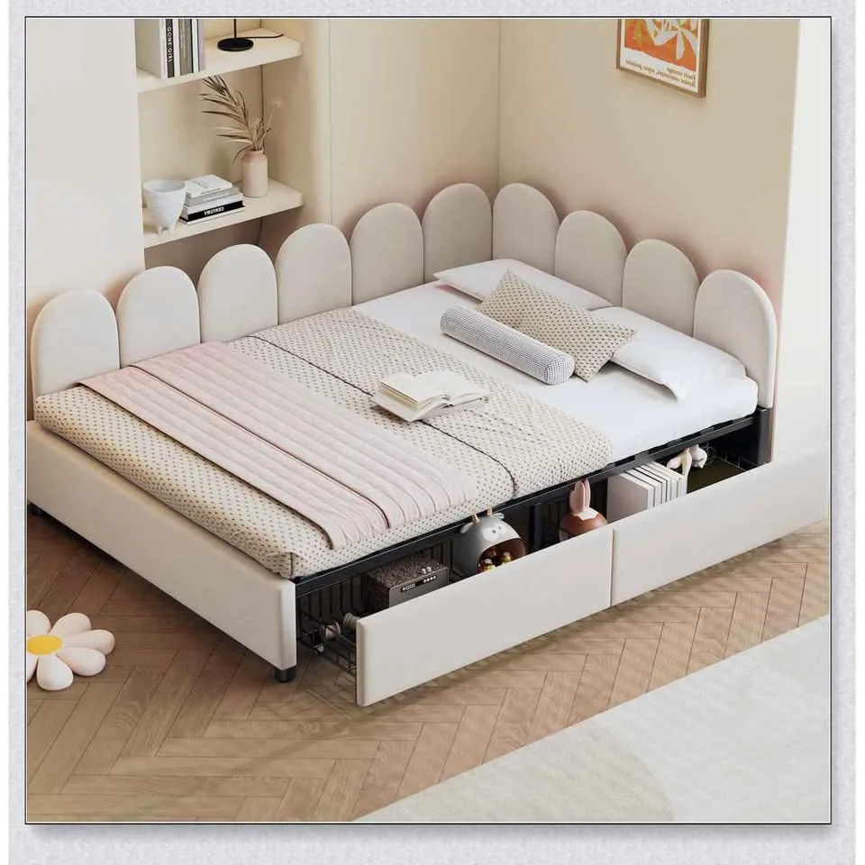 Full size Upholstered Daybed With 2 Drawers, Velvet Sofabed image indicator(2)