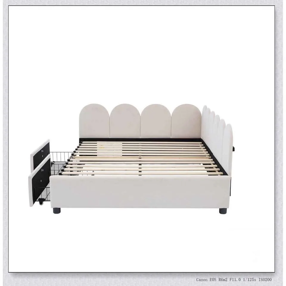 Full size Upholstered Daybed With 2 Drawers, Velvet Sofabed image indicator(3)