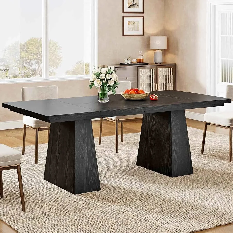 Dining Table for 6, Farmhouse Wood Dinner Table 63" thumbnail