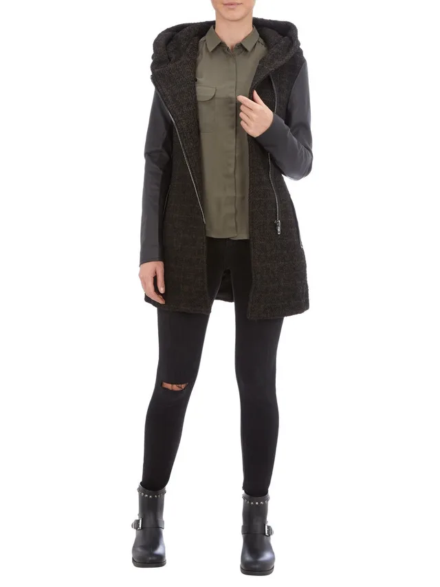 Burgundy Hooded Coat