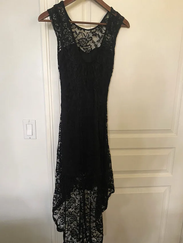 Flower lace black dress