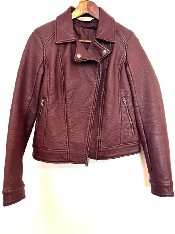 Burgundy Faux Leather Jacket