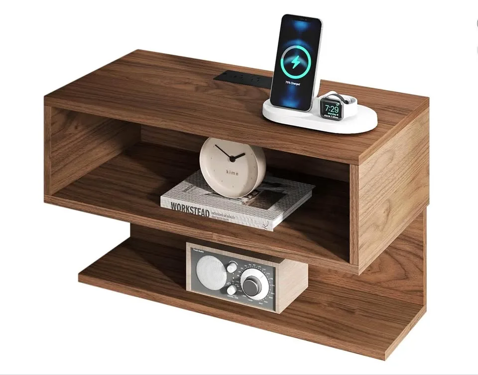 Floating Nightstand with Charging Station - 2 Available