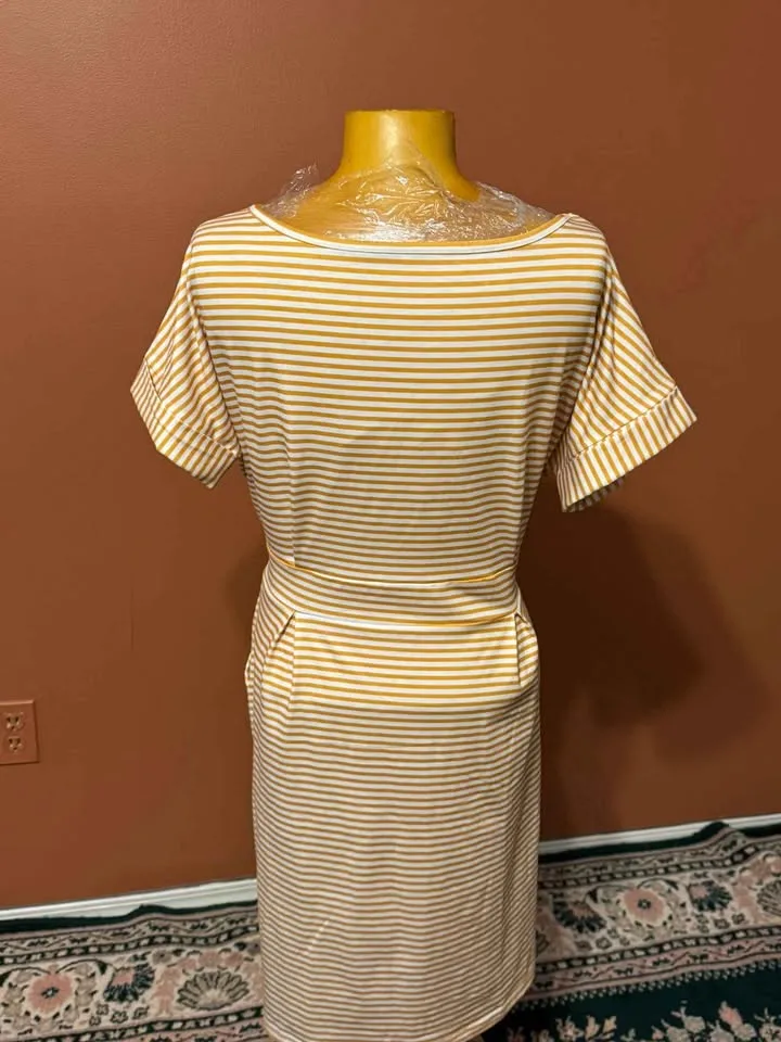 Brand New XL– Yellow & White Striped Belted Dress (Size XL) 💛🤍 image indicator(2)