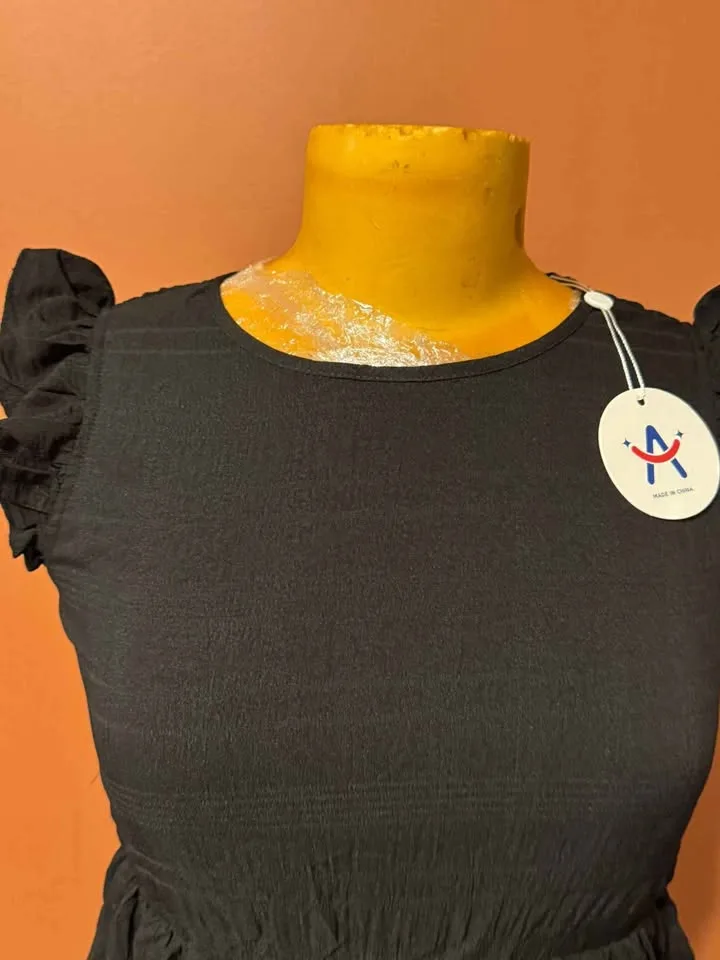 Brand New Size S Black Ruffle Sleeve Midi Dress (Size S) 🖤 image indicator(2)