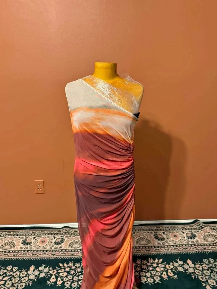 Brand New Size M One Shoulder Mesh Maxi Dress (Size M) thumbnail