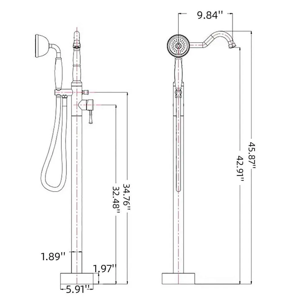 Cisy Floor Mounted Clawfoot Tub Faucet image indicator(2)