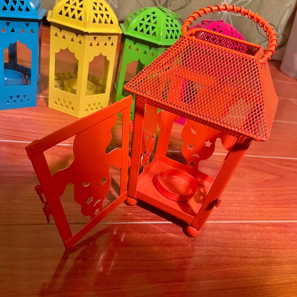 Set of 6 Colorful Metal Candle Lanterns - Green, Blue, Yellow... - photo 5