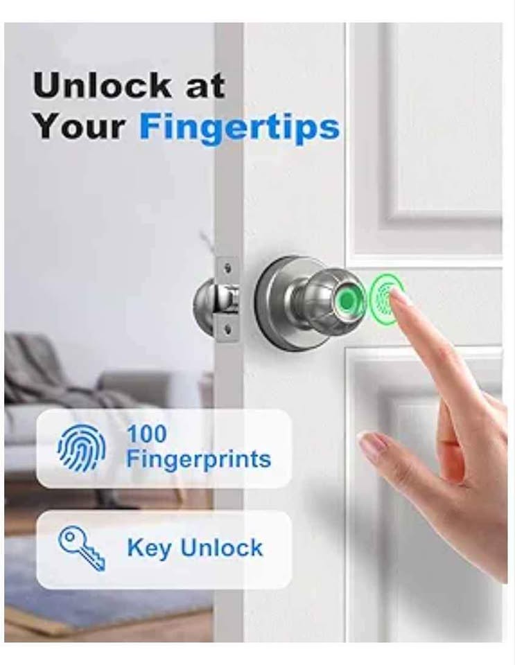 Smart Door Knob Fingerprint Door Lock Keyless Entry - photo 2